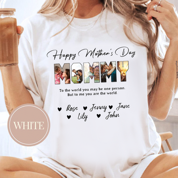 Personalisiertes T-Shirt zum Muttertag, „Mein Herz, meine Welt“, ideales Geschenk für Ihre Liebsten, MG01