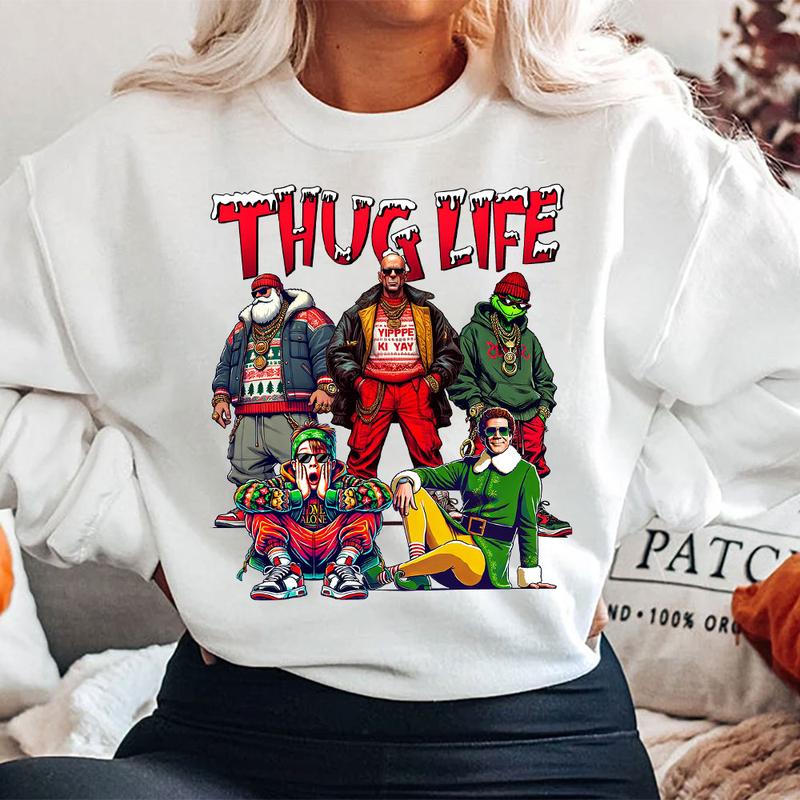 THUG LlFE Weihnachtsfilme Weihnachten Grafik Unisex T-Shirt, Rundhalsausschnitt, Hoodie, TS-C-962