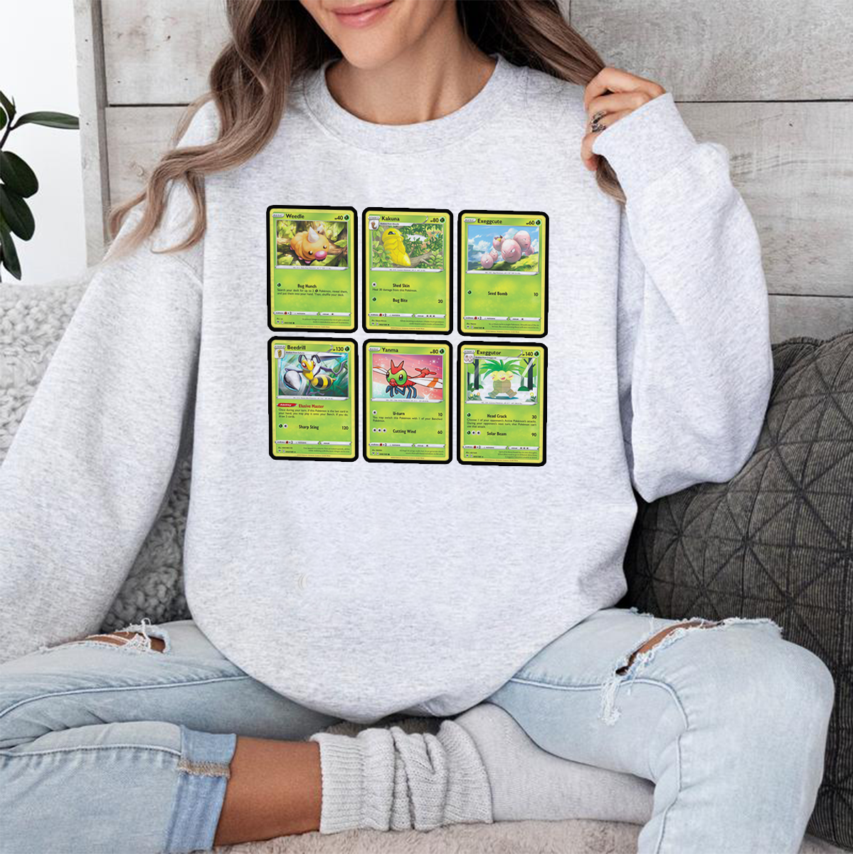 Personalized Pokémon Fabric Trading Card D-TG Patch Suture Crewneck,Perfect Gift for Fans,TS-C-1058