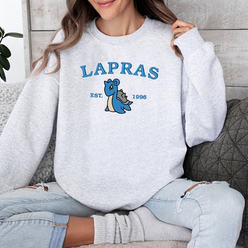 Lapras-Q. Adorable Pokémon Anime-Themed Embroidered T-Shirt,Crewneck,Hoodie-Trendy Versatile and a Thoughtful Gift for Friends,ICE-956
