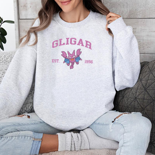 Gligar Adorable Pokémon Anime-Themed Embroidered T-Shirt,Crewneck,Hoodie-Trendy Versatile and a Thoughtful Gift for Friends,ICE-1073