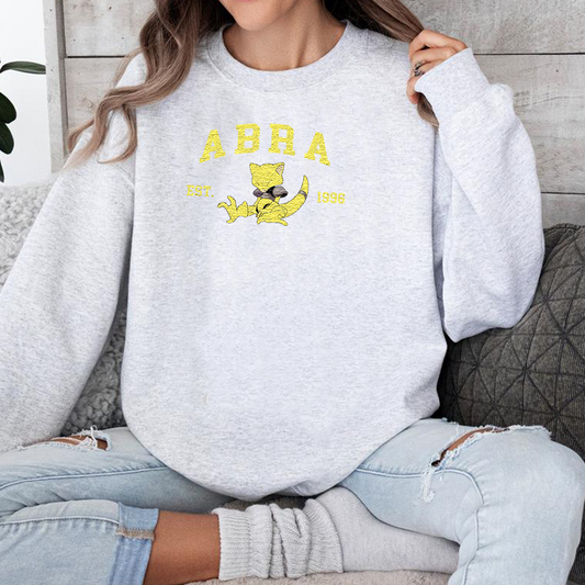 Abra Adorable Pokémon Anime-Themed Embroidered T-Shirt,Crewneck,Hoodie-Trendy Versatile and a Thoughtful Gift for Friends,ICE-1121