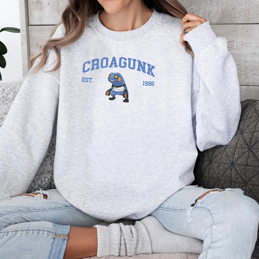 Croagunk Adorable Pokémon Anime-Themed Embroidered T-Shirt,Crewneck,Hoodie-Trendy Versatile and a Thoughtful Gift for Friends,ICE-1130
