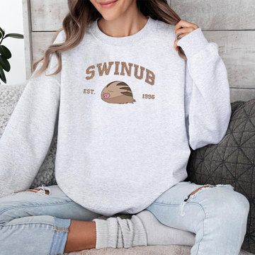 Swinub Adorable Pokémon Anime-Themed Embroidered T-Shirt,Crewneck,Hoodie-Trendy Versatile and a Thoughtful Gift for Friends,ICE-1004