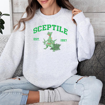 Sceptile Adorable Pokémon Anime-Themed Embroidered T-Shirt,Crewneck,Hoodie-Trendy Versatile and a Thoughtful Gift for Friends,ICE-833