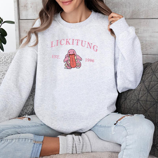Lickitung-Q. Adorable Pokémon Anime-Themed Embroidered T-Shirt,Crewneck,Hoodie-Trendy Versatile and a Thoughtful Gift for Friends,ICE-1068