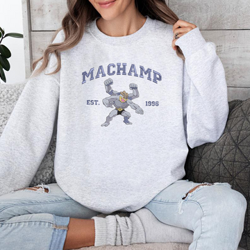 Machamp Adorable Pokémon Anime-Themed Embroidered T-Shirt,Crewneck,Hoodie-Trendy Versatile and a Thoughtful Gift for Friends,ICE-861
