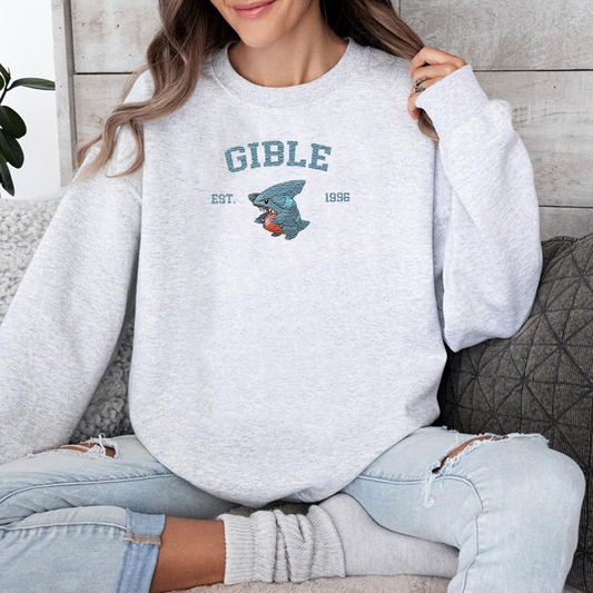 Gible Adorable Pokémon Anime-Themed Embroidered T-Shirt,Crewneck,Hoodie-Trendy Versatile and a Thoughtful Gift for Friends,ICE-1209