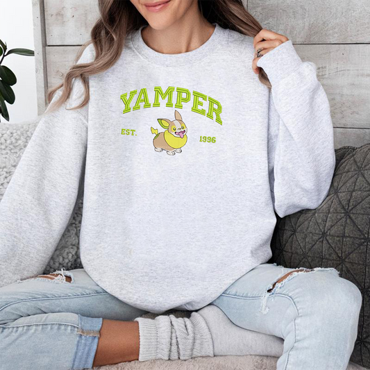 Yamper Adorable Pokémon Anime-Themed Embroidered T-Shirt,Crewneck,Hoodie-Trendy Versatile and a Thoughtful Gift for Friends,ICE-1006