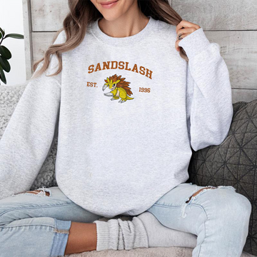 Sandslash Adorable Pokémon Anime-Themed Embroidered T-Shirt,Crewneck,Hoodie-Trendy Versatile and a Thoughtful Gift for Friends,ICE-1172