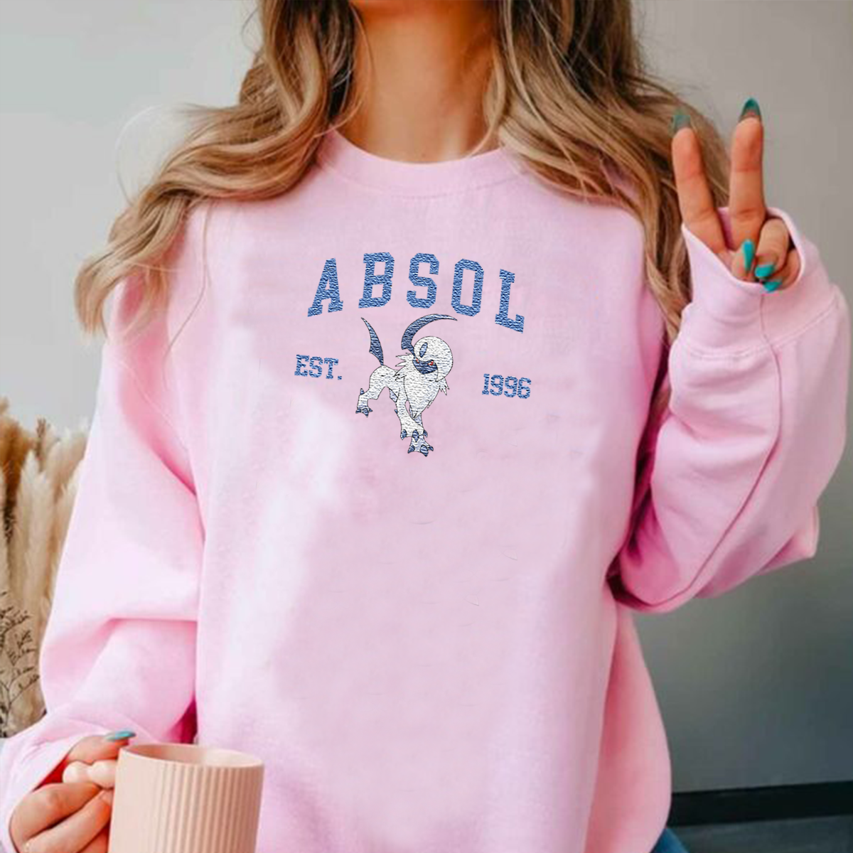 Absol Adorable Pokémon Anime-Themed Embroidered T-Shirt,Crewneck,Hoodie-Trendy Versatile and a Thoughtful Gift for Friends,ICE-709