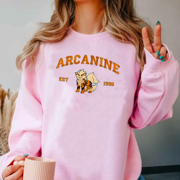 Arcanine – Bezauberndes Pokémon-T-Shirt mit Anime-Motiv und Stickerei, Rundhalsausschnitt, Kapuzenpullover – trendig, vielseitig und ein aufmerksames Geschenk für Freunde, ICE-711