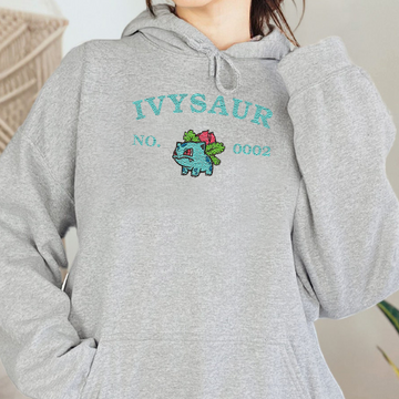 Ivysaur Adorable Pokémon Anime-Themed Embroidered T-Shirt,Crewneck,Hoodie-Trendy Versatile and a Thoughtful Gift for Friends,ICE-998