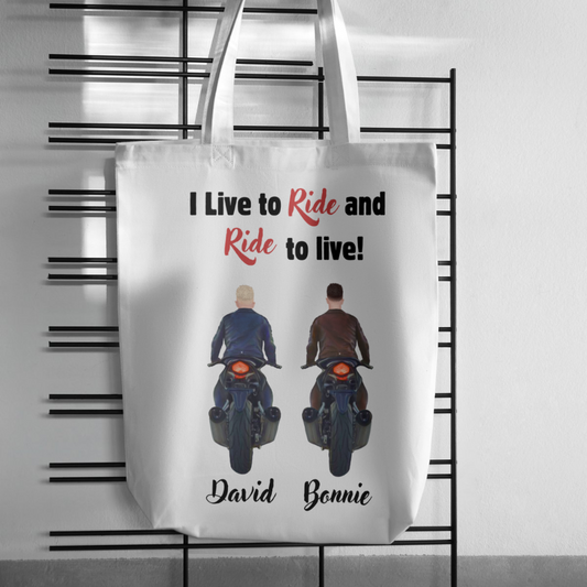 I Live To Ride Customized Motorcycle Tote Bag,Gift For Motorcycle Lovers,B-R-550