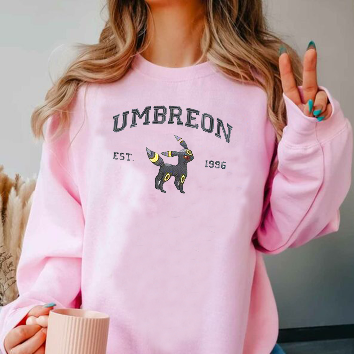 Umbreon Adorable Pokémon Anime-Themed Embroidered T-Shirt,Crewneck,Hoodie-Trendy Versatile and a Thoughtful Gift for Friends,ICE-730