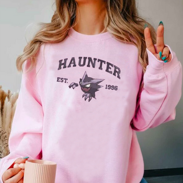 Haunter Adorable Pokémon Anime-Themed Embroidered T-Shirt,Crewneck,Hoodie-Trendy Versatile and a Thoughtful Gift for Friends,ICE-721