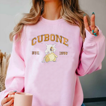 Cubone Bezauberndes Pokémon-T-Shirt mit Anime-Motiv und Stickerei, Rundhalsausschnitt, Kapuzenpullover, trendig, vielseitig und ein aufmerksames Geschenk für Freunde, ICE-716