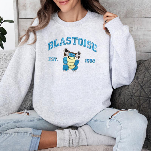 Blastoise, bezauberndes besticktes Pokémon-T-Shirt mit Anime-Motiv, Rundhalsausschnitt, Kapuzenpullover – trendig, vielseitig und ein aufmerksames Geschenk für Freunde, ICE-712