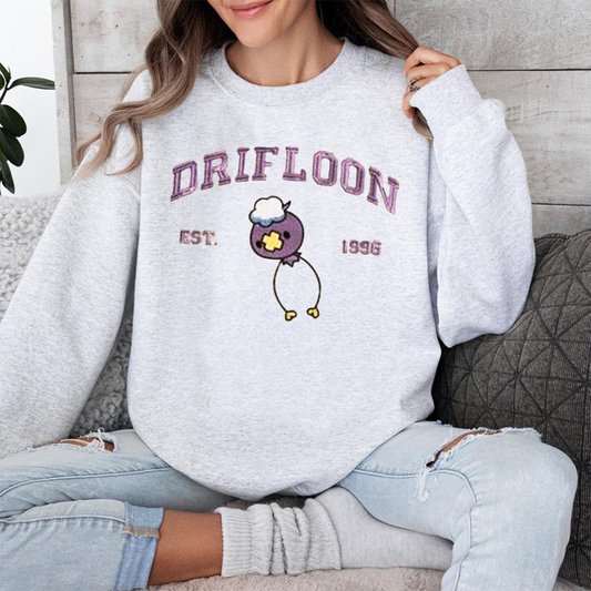Drifloon – Bezauberndes Pokémon-T-Shirt mit Anime-Motiv und Stickerei, Rundhalsausschnitt, Kapuzenpullover – trendig, vielseitig und ein aufmerksames Geschenk für Freunde, ICE-718