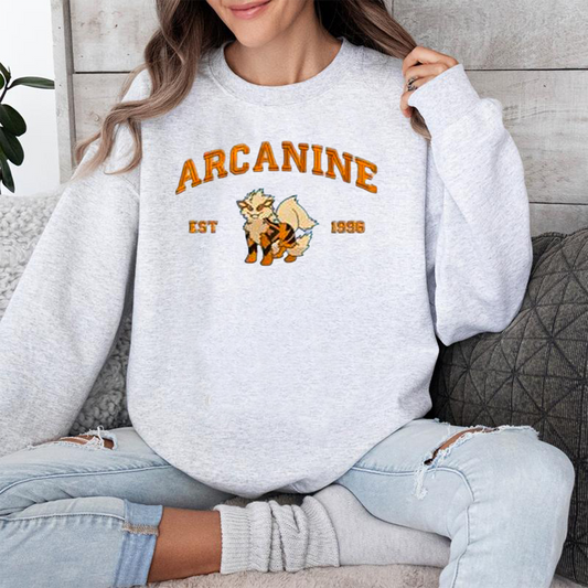 Arcanine – Bezauberndes Pokémon-T-Shirt mit Anime-Motiv und Stickerei, Rundhalsausschnitt, Kapuzenpullover – trendig, vielseitig und ein aufmerksames Geschenk für Freunde, ICE-711