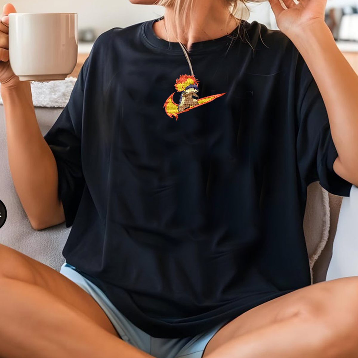 Magikarp, bezauberndes Pokémon-T-Shirt mit Anime-Motiv, bestickt, Rundhalsausschnitt, Kapuzenpullover, trendig, vielseitig und ein aufmerksames Geschenk für Freunde, ICE-898