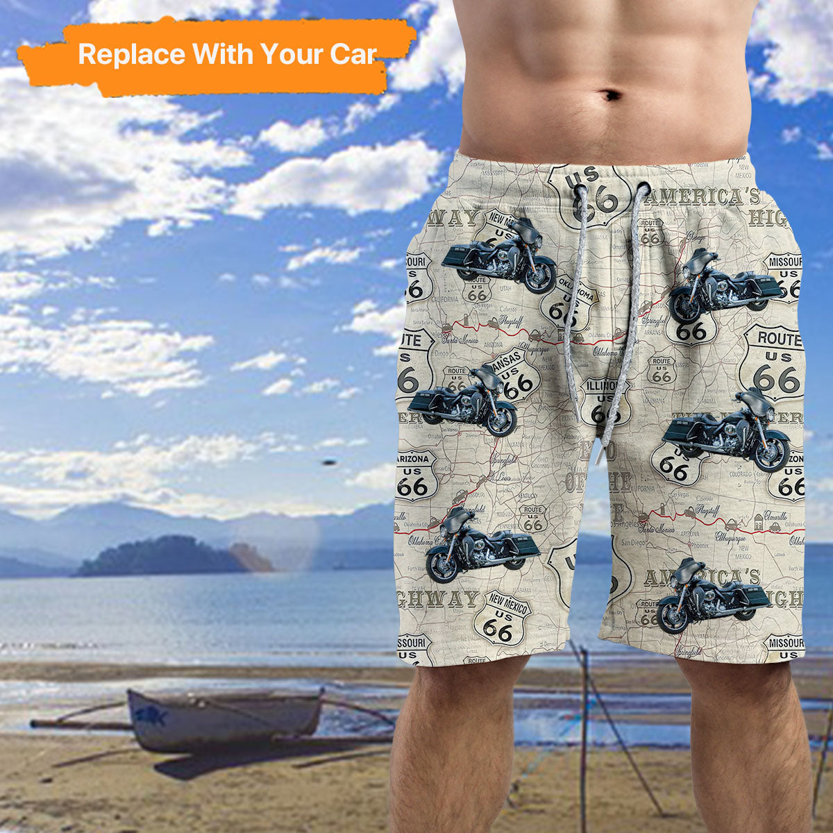 Upload Motorcycle Photo Customized Beach Short,Gift For Biker,BS-R-509