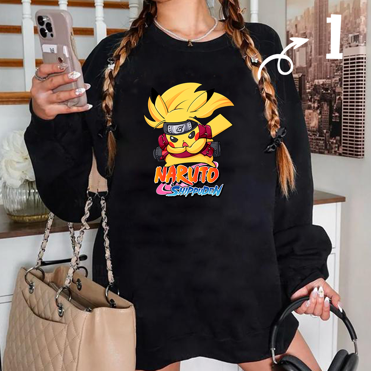 Naruto Shippuden Collaboration Cool Pikachu Unisex T-Shirt,Crewneck,Hoodie,TS-C-978