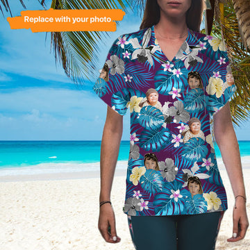 Image Upload Women's Hawaiian Shirt Customized Family Gift,HS-WF-513