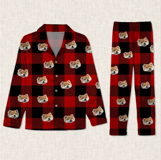 Personalized Pajamas Pants Plaid Custom PJ Pant Funny Design With Face Christmas Pajama For Men Women Dog Pet,TS-A-977