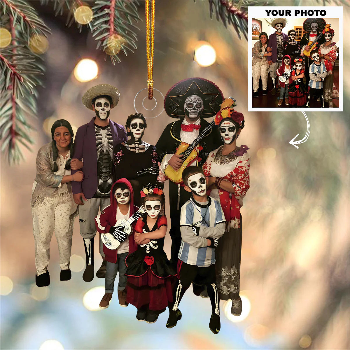 Halloween Familienfoto Glimmer Ornament Personalisiertes Weihnachtsgeschenk für Familienmitglieder, WL-625