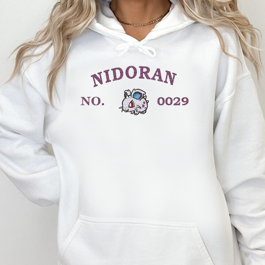 Nidoran-Q. Adorable Pokémon Anime-Themed Embroidered T-Shirt,Crewneck,Hoodie-Trendy Versatile and a Thoughtful Gift for Friends,ICE-1263