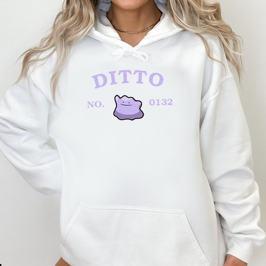 Ditto-Q.Adorable Pokémon Anime-Themed Embroidered T-Shirt,Crewneck,Hoodie-Trendy Versatile and a Thoughtful Gift for Friends,ICE-1225