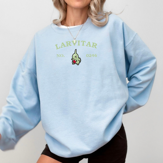 Larvitar-Q.Adorable Pokémon Anime-Themed Embroidered T-Shirt,Crewneck,Hoodie-Trendy Versatile and a Thoughtful Gift for Friends,ICE-1226