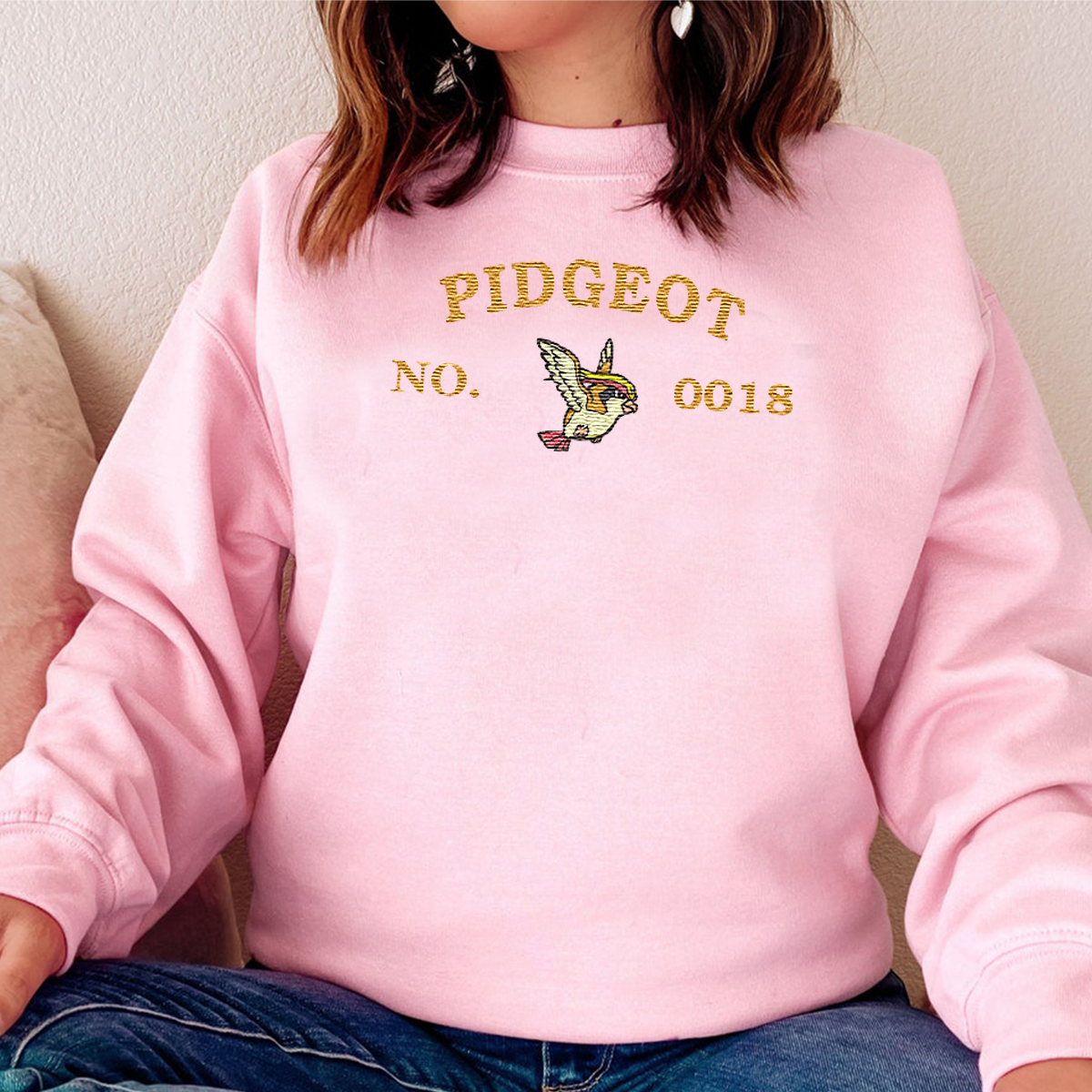 Pidgeot-Q. Adorable Pokémon Anime-Themed Embroidered T-Shirt,Crewneck,Hoodie-Trendy Versatile and a Thoughtful Gift for Friends,ICE-1249