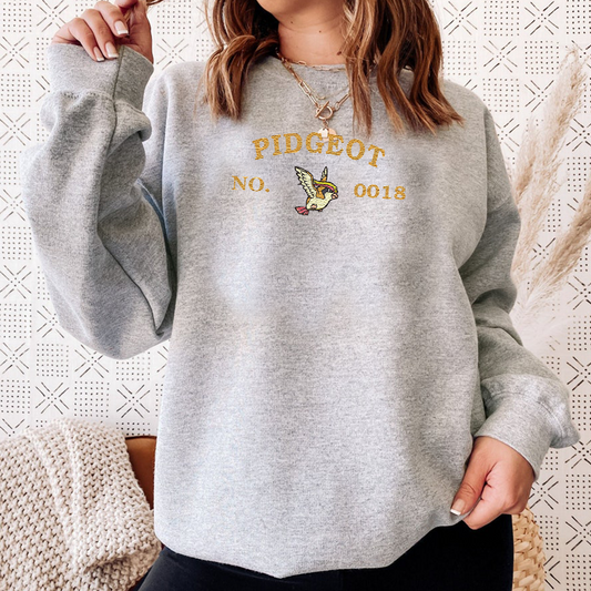 Pidgeot-Q. Adorable Pokémon Anime-Themed Embroidered T-Shirt,Crewneck,Hoodie-Trendy Versatile and a Thoughtful Gift for Friends,ICE-1249