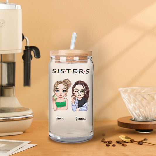 Personalized Glasses With Bamboo Lid,Friends Forever Cup For Gift,C-GS-573