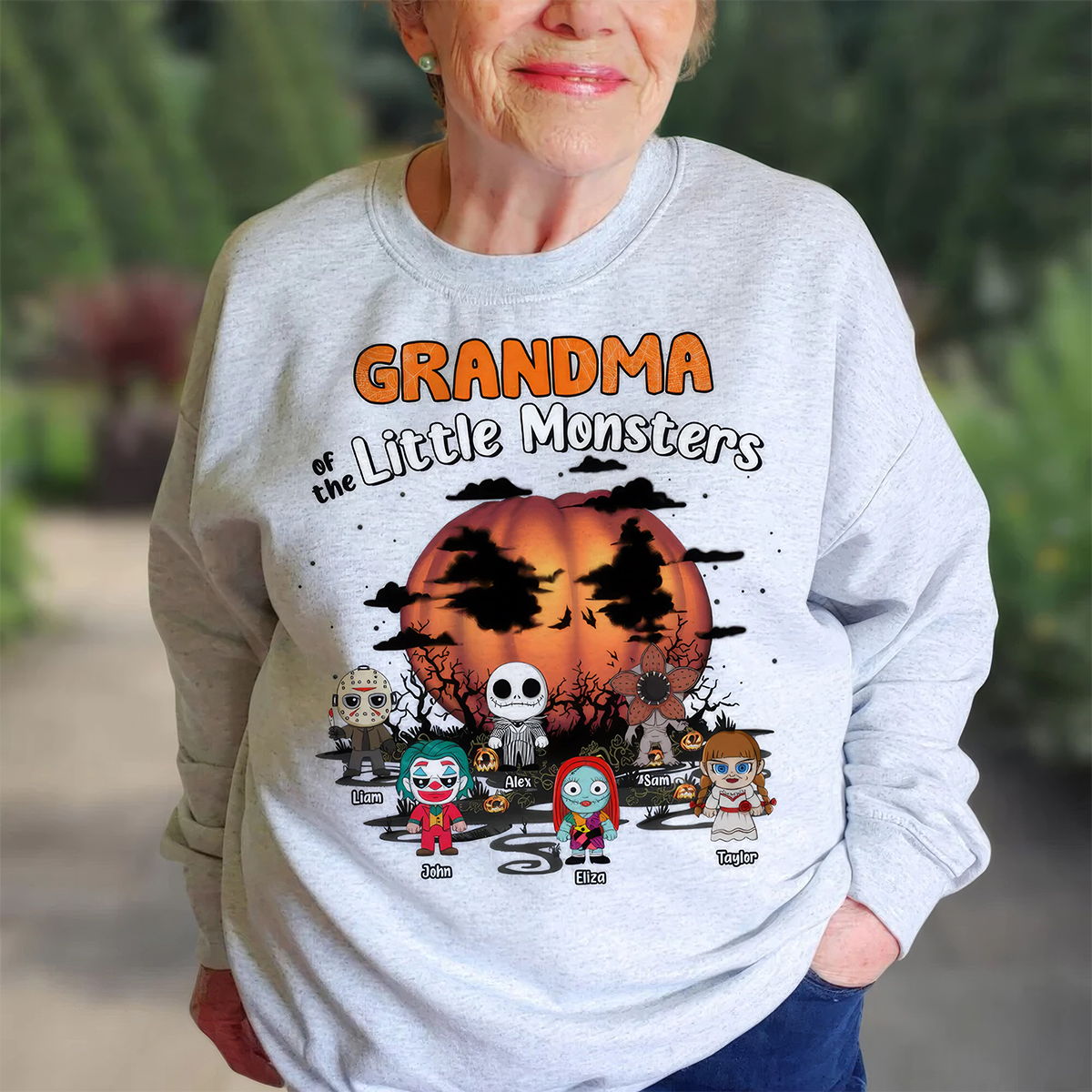 Familie der kleinen Monster personalisiertes Horrorfilm-Kindershirt, Rundhalsausschnitt, Hoodie, Geschenk für die Familie, TS-L-868
