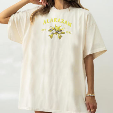 Alakazam Adorable Pokémon Anime-Themed Embroidered T-Shirt,Crewneck,Hoodie-Trendy Versatile and a Thoughtful Gift for Friends,ICE-870