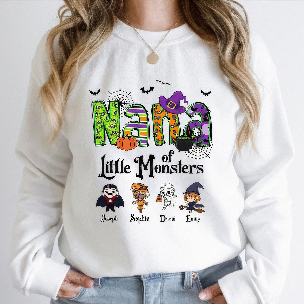 Personalized Nana Little Of Monsters Halloween T-Shirt,Crewneck,Hoodie For Gift,TS-L-862