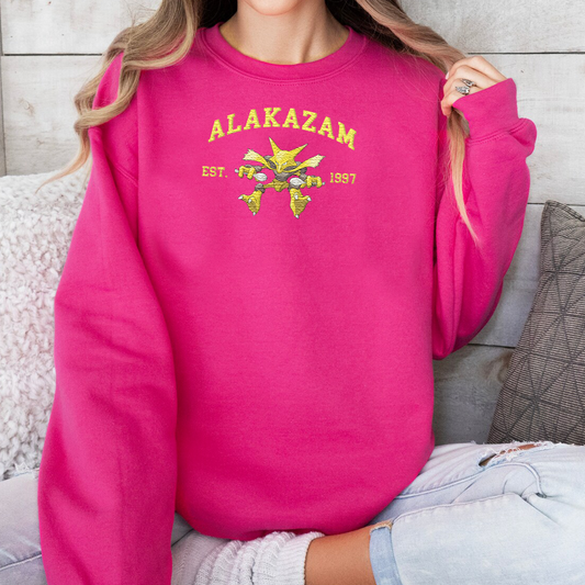 Alakazam Adorable Pokémon Anime-Themed Embroidered T-Shirt,Crewneck,Hoodie-Trendy Versatile and a Thoughtful Gift for Friends,ICE-870