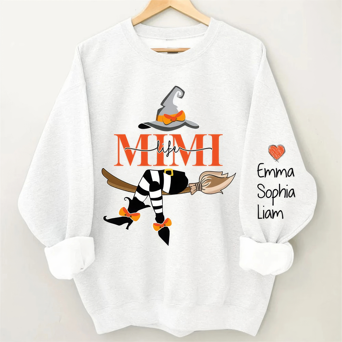 Custom Halloween MIMI Witch T-Shirt Crewneck Hoodie With Name On Sleeve,TS-L-860