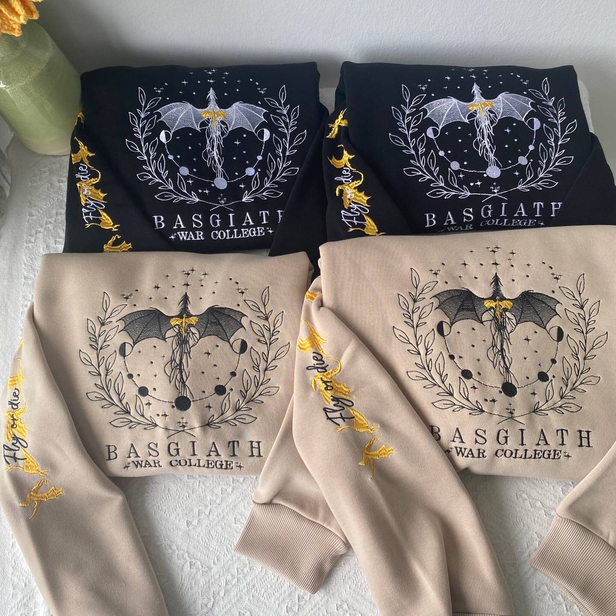 Drachenreiter Stickerei Basgiath War College Crewneck, Fourth Wing Hoodie für Bücherwurm, TS-CT-705
