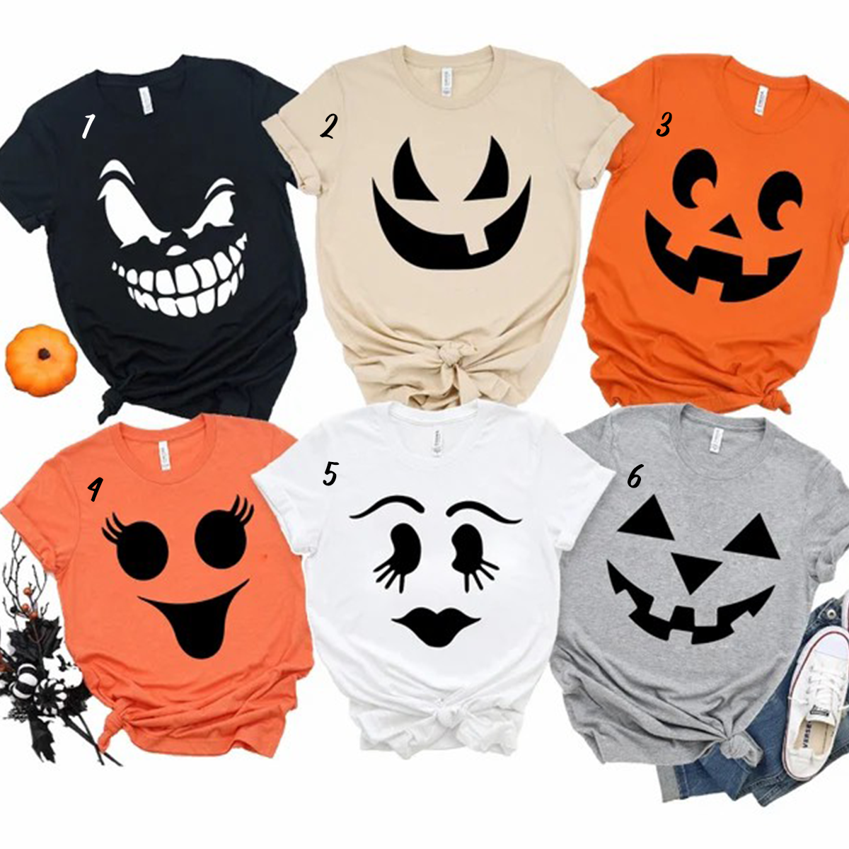 Pumpkin Family Face Halloween Party Matching Group T-Shirt,TS-CT-764