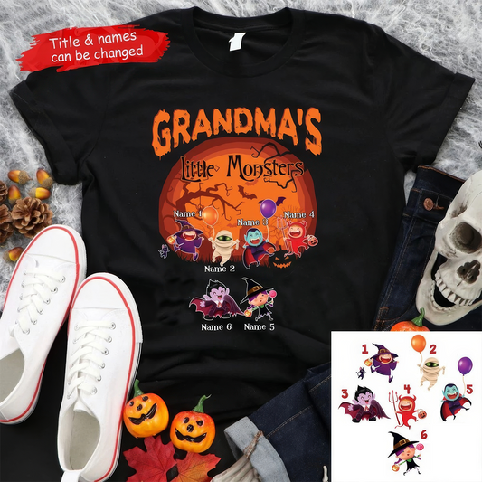 Custom Grandma's Little Monster Halloween T-Shirt,Crewneck,Hoodie For Gift,TS-L-859