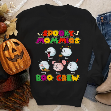 Spooky Mommio's Boo Crew Personalized Halloween T-Shirt,Crewneck,Hoodie,Gift For Family,TS-L-869