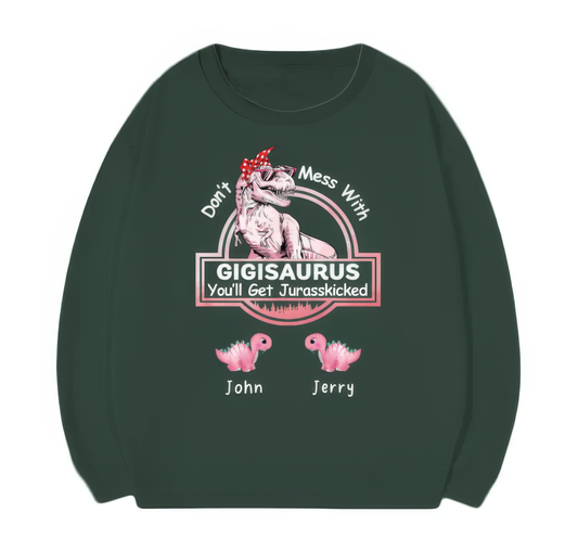 Don't Mess With Mamasaurus Personalized Family Crewneck,Gift For Halloween,TS-L-834