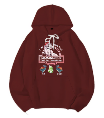 Don't Mess With Mamasaurus Personalized Family Hoodie,Gift For Halloween,TS-L-835