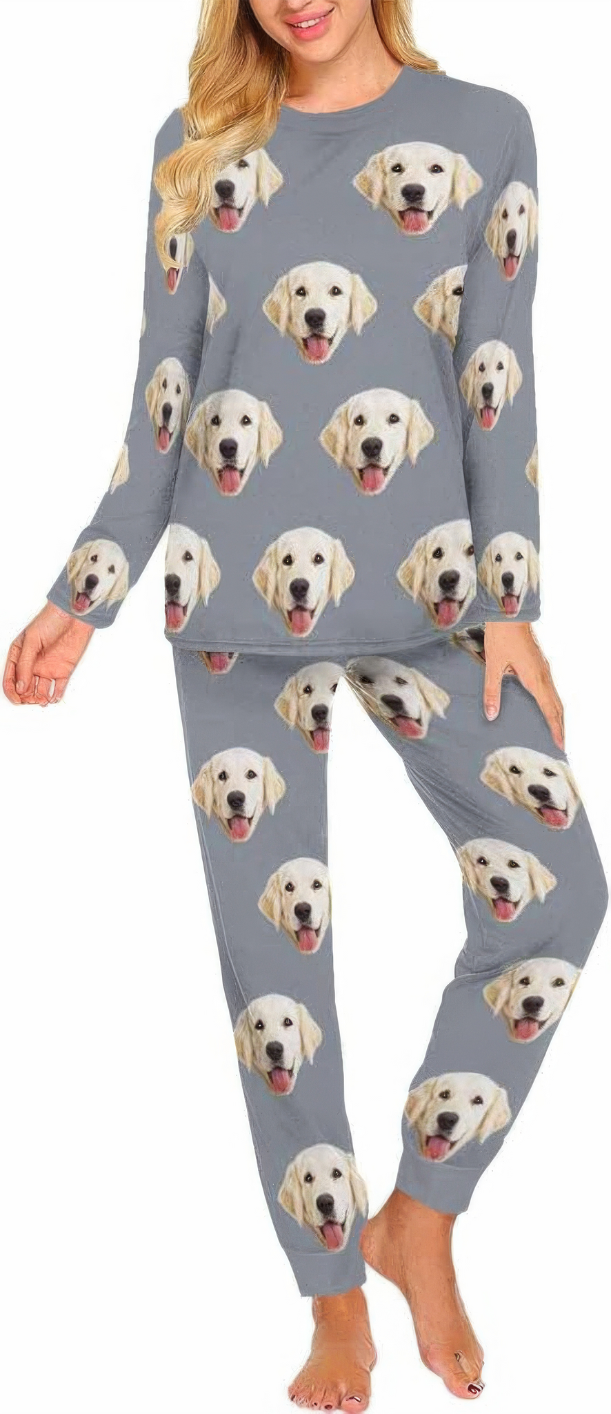 MyPupSocks Pyjama-Set mit individuellem Gesicht für Damen, personalisierte Nachtwäsche mit Foto, PL-1014
