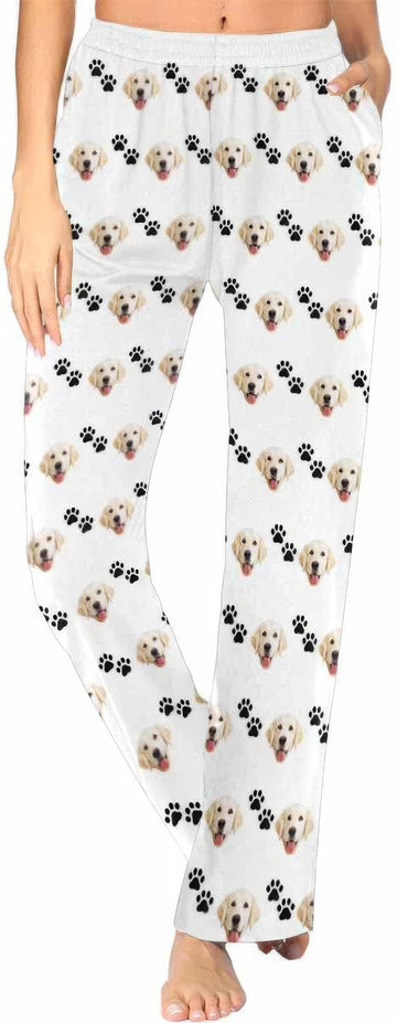 MyPupSocks Customized Photo Pajamas Pants Personalized Face Sleep Bottoms For Gift,P-L-1004