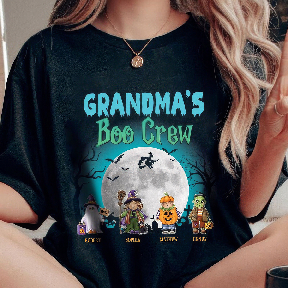 Personalized Grandma's Boo Crew Halloween T-Shirt,Crewneck,Hoodie For Gift,TS-L-851